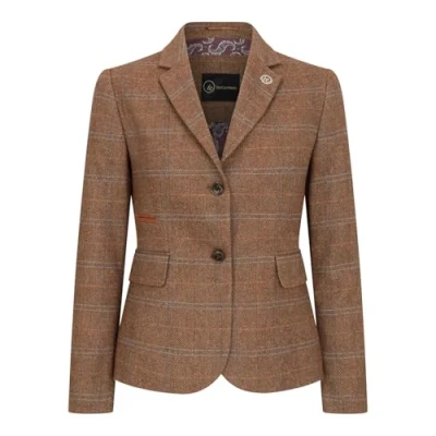 Image of TruClothing Women&#039;s Blazer Wool Blend Tweed Herringbone Checkered Tailored Fit Ladies Country Jacket Oak 16
