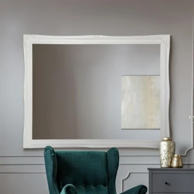 Image of HUGE WHITE Shabby Chic Antique Style Rectangular Wall Mirror complete with Premium Quality Pilkington&#039;s Glass Overall Size: 42 inches x 54 (107cm 137cm)