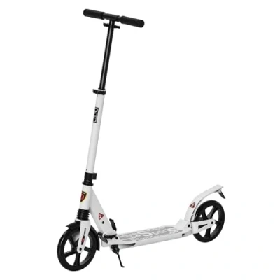 Image of HOMCOM Folding Kick Scooter 2 Big Wheels Teens Adult 14+ Adjustable Ride On White