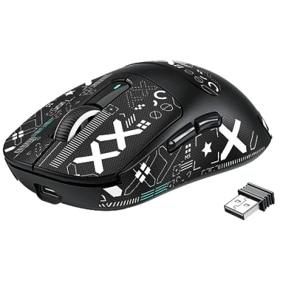 Image of VGN GAMEPOWER x ATTACK SHARK X3 SUPERLIGHT Wireless Gaming Mouse, 49g Ultralight Mice PixArt PAW3395, 26000 DPI, Tri mode 2.4G/Wired/Bluetooth, Mouse Grip Tape, 200 Hrs Battery, Black