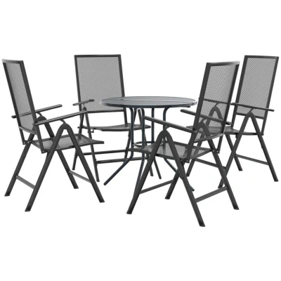 Image of vidaXL Reclining Garden Chair Set 5 pcs Anthracite Powder coated Steel
