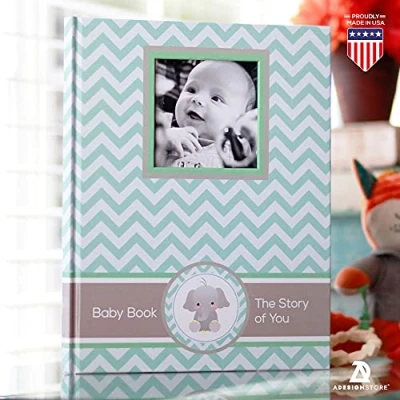 Image of Baby Memory Book Newborn Journal First Year Album Shower Gift Keepsake Milestone Boy Girl (Teal Blue)