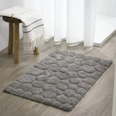 Image of Sealskin Pebbles Bath Mat, Cotton, Grey, 60 x 1.5 90 cm
