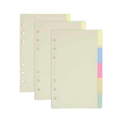Image of 3 Set Paper Divider Index Page Tab Cards for 6 Holes Ring Binders Filofax Notebooks Travel Diary Journal Planner (A6 Size)