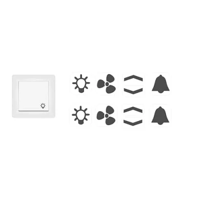 Image of Switch Sticker Set with Light Fan Arrows and Bells Stickers (RP 25/1) (10 mm, Grey Symbols)