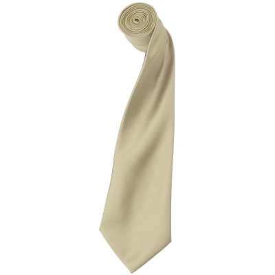 Image of Premier Mens Plain Satin Tie (Narrow Blade) (Pack of 2) (Natural) One Size