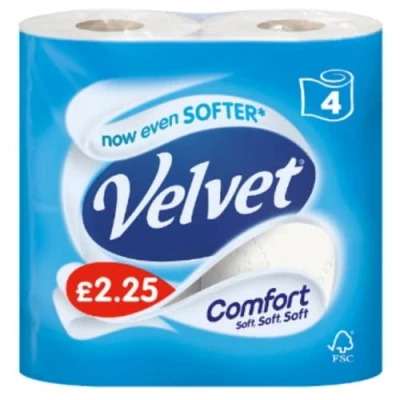 Image of Velvet Comfort 4 Toilet Rolls x Case of 6