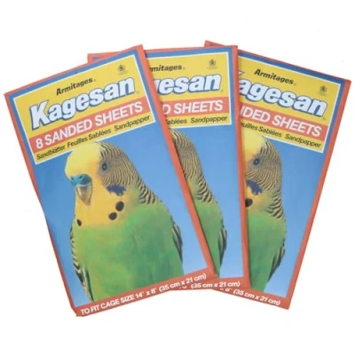 Image of AB Tools 24 Sanded Sheets Sandpaper Cage Lining Budgies Caged Birds 21x35cm