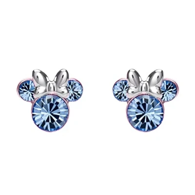 Image of Disney Minnie Mouse Blue December Birthstone sterling silver Crystal Earrings E905162RDECL