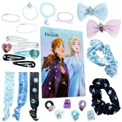 Image of Disney Frozen Advent Calendar 2024, Girls Hair Accessories Countdown (Blue/Purple)