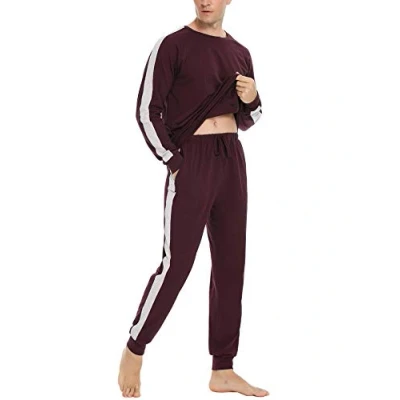 Image of Doaraha Mens Pyjamas Set Loungewear Pjs Pajamas Nightwear Long Sleeve Top &amp; Pants for Man Tracksuit Sleepwear