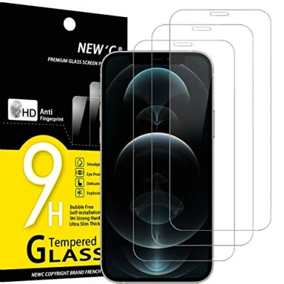 Image of NEW&#039;C 3 Pack Designed for iPhone 12 Pro Max (6.7&quot;) Screen Protector Tempered Glass,Case Friendly Scratch proof, Bubble Free, Ultra Resistant