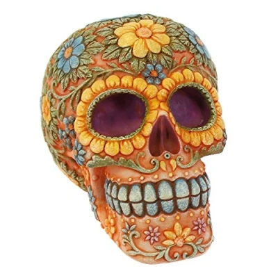 Image of Something Different Wholesale Floral Candy Skull, Orange