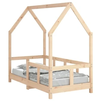 Image of vidaXL Stylish Kids Bed Frame 70x140 cm Solid Pine Wood Low Height Design Perfect for Room Requires Assembly Brown