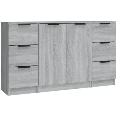 Image of vidaXL Sideboards 3 pcs Grey Sonoma Engineered Wood