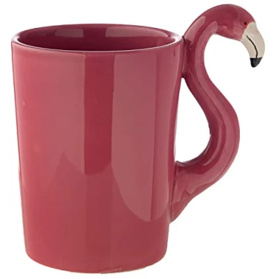 Image of Puckator Pink Flamingo Ceramic Shaped Handle Mug, Coffee Hot Drinks, Decorative Gift Box, Home Kitchen Height 13cm Width 12.5cm Depth 8.5cm