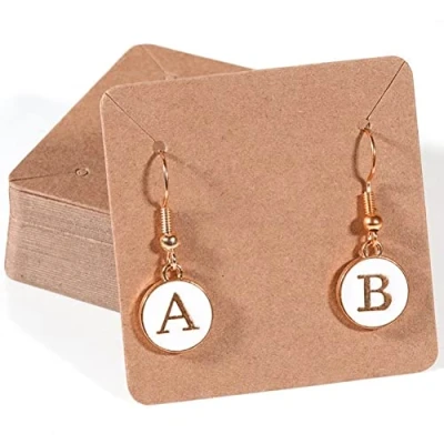 Image of Luxylei Blank Jewelry Display Cards 100pcs Kraft Paper Necklace Earring Card Holder for Ear Studs Earrings Necklaces