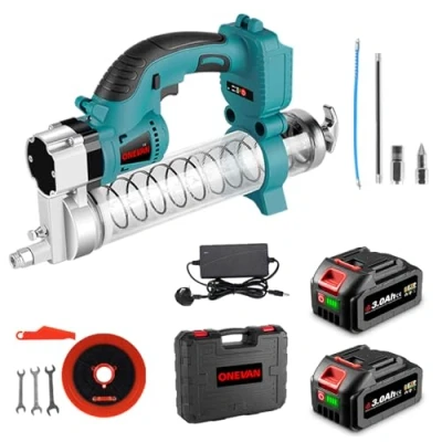Image of Cordless Grease Gun Electric Gun, 480w Max Output Power Pressure 10000PSL, 20 inch Long Hose, for Mechanical Equipment Oiling(Incl. 2 Batteries &amp; Charger)