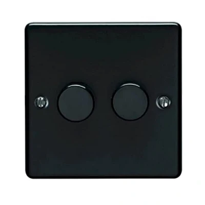 Image of 2 GANG 400W/LED Way Dimmer Switch Black