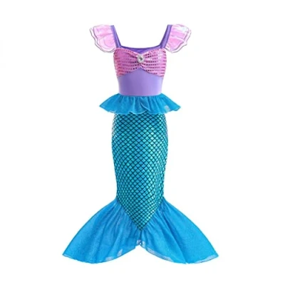 Image of Lito Angels Little Mermaid Princess Fancy Dress Up Costume Birthday Party Outfit for Kids Girls Age 3 4 Years, Purple Blue (Tag Number 110)