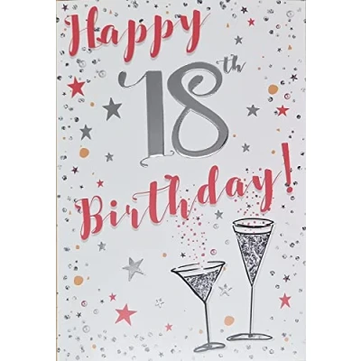 Image of Happy 18th Birthday Card 18 Today Wine Champagne Glasses For Her Female Girl
