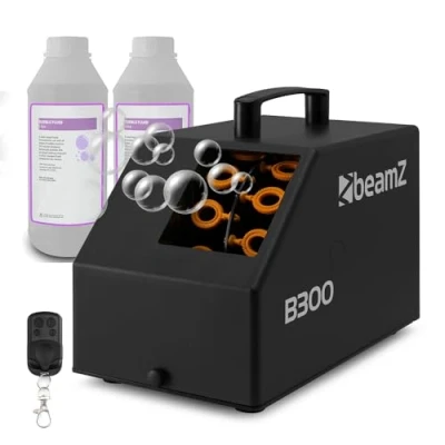 Image of beamz B300 Compact Bubble Machine Blower with Wireless Remote Control and 2L Liquid