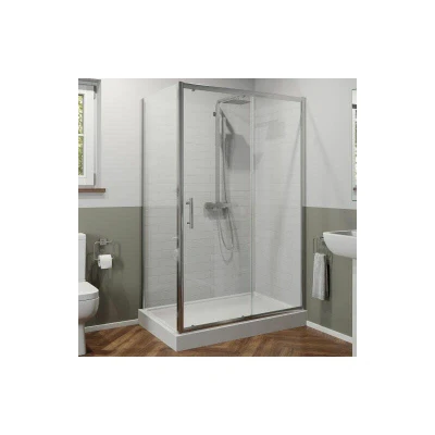 Image of Luxura Sliding Shower Enclosure 1000 x 700mm with Raised Tray 6mm