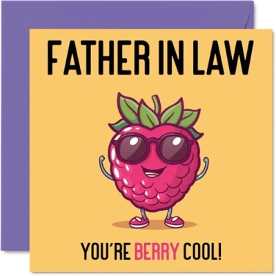 Image of Birthday Cards for Father in Law Berry Cool Funny Happy Card from Son Daughter Law, Fathers Day Dad 145mm x Joke Greeting Men Him