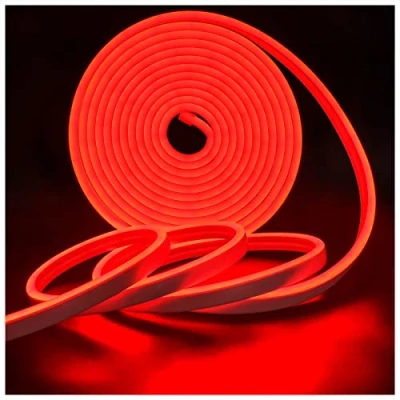 Image of Tesfish Neon LED Strip Lights, Red DC 12V 5M 120 LEDs/M Total 600 LEDs Flexible Light Strips for Bedroom, Bar, Playroom, Birthday, Christmas Party