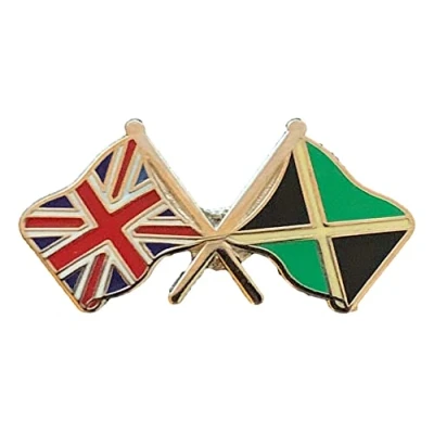 Image of Union Jack &amp; Jamaica Flags Friendship Courtesy enamel Lapel Pin Badge T1038