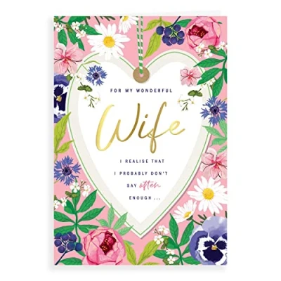 Image of Piccadilly Greetings Avant Garde Studios Birthday Card Wife 9 x 6 inches
