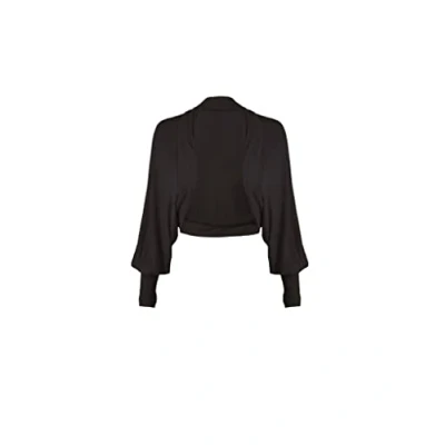 Image of Maya® Ladies Long Batwing Sleeve Cropped Bolero Shrug Open Front Top Women Cardigan (Black, 16 18)