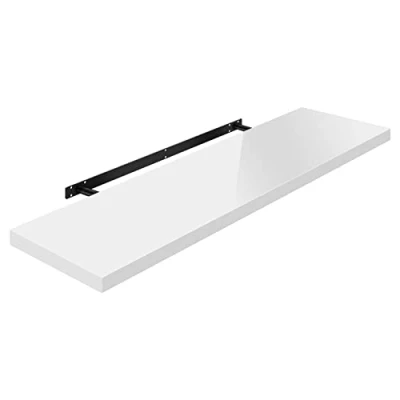 Image of WOLTU High Gloss Floating Shelves,Wall Shelf,CD DVD Storage Corner Shelf, Premium Wooden Shelves for Bedroom LivingRoom kitchen 90x22.9x3.8cm, White, RG9481ws