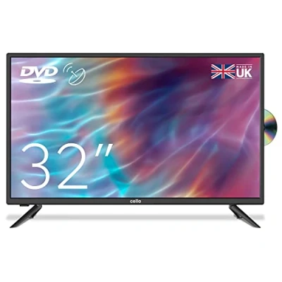 Image of Cello C3220F V3 / ZF0223 32&quot; inch HD Ready LED TV with Built in DVD player Freeview Satellite receiver 3 X HDMI and USB 2.0 to record Live Made the UK,Black