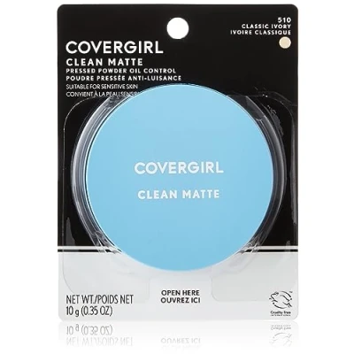 Image of COVERGIRL Clean Matte Pressed Powder, 1 Container (0.35 Oz), Classic Ivory Warm Tone, Oil Control Face Fragrance Free (Packaging May Vary)