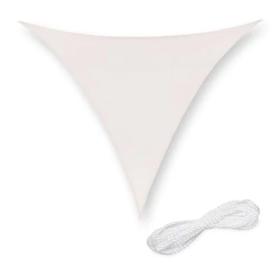 Image of Relaxdays Sun Sail Shade, Triangular Awning, 2 x m, HDPE Fabric, Patio &amp; Garden, with Tensioning Ropes, Beige, White, 2x2x2m