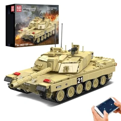 Image of Mould King 20037 MOC Tank Building Blocks Model,Technique Challenger 2 Main Battle (MBT or Tank), Remote Controlled RC Technology Clamping Kit(1129+ Parts)