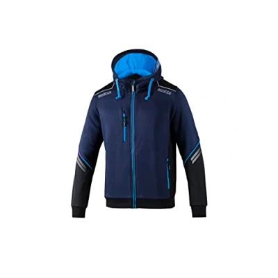 Image of Sparco Zip Up Hoodie Tw Size L Navy/Bl Sweatshirt, Blue,