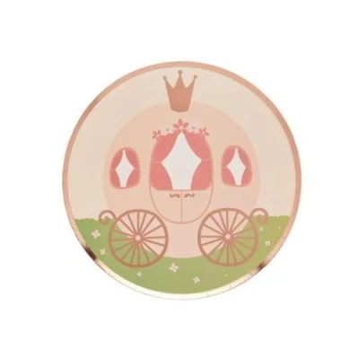 Image of Hootyballoo 8 Pack Princess Carriage Paper Plates Children&#039;s Partyware HBLP109