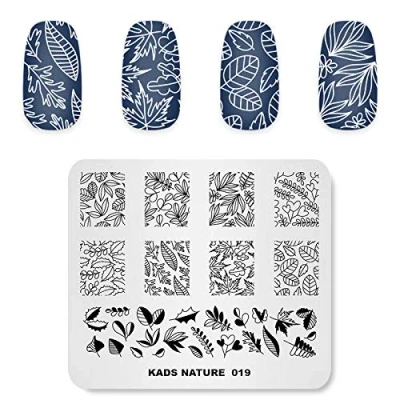 Image of KADS Nail Stamping Plate Leaves Nature Template Image Design Plates for Art Decoration and DIY (NA019)