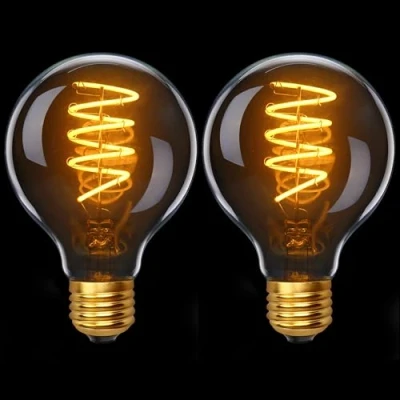 Image of YOUDIAN Filament Vintage LED Bulbs,E27 Edison Screw, G80 Dimmable Bulbs,Energy Saving 4W Equivalent 40W,2200K Warm White,400LM, Globe Retro Amber Glass Light Bulb 2 Pack