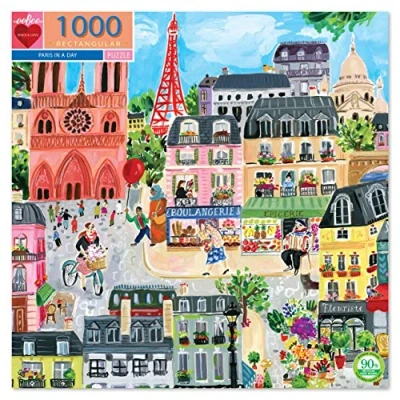 Image of eeBoo piece and Love Paris in a Day 1000 rectangular adult Jigsaw Puzzle