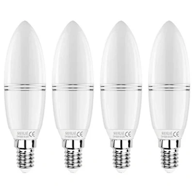 Image of SAUGLAE E14 LED Candle Bulbs 12W, 100W Incandescent Equivalent, 6000K Daylight White, Non Dimmable, 1380Lm, Small Edison Screw Light Bulbs, 4 Pack