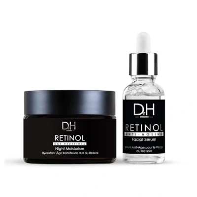 Image of Dr H Retinol Anti Ageing Night Moisturiser &amp; Facial Serum Skincare Kit Powerful Aging Set with Retinol, Hyaluronic Acid, and Vitamin E for Youthful, Radiant Skin