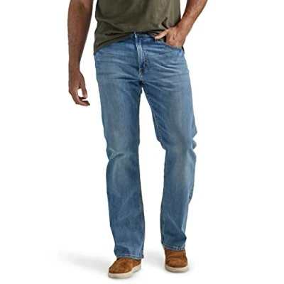 Image of Wrangler Authentics Men&#039;s Premium Rela/Ed Fit Boot Cut Jeans, Riptide, 36W 30L UK