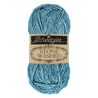 Image of Scheepjes Stone Washed Cotton Yarn, 805 Blue Apatite, 1 x 50 g