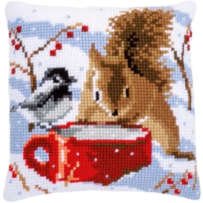 Image of Vervaco Cross Stitch Cushion, Yarn Polyacrylic, Canvas: 100% Cotton, Multicoloured, 40x40cm