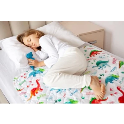 Image of Lynmark® Potty Training Bed Pad, Mattress Protector for Night Time Waterproof ProtectionDinosaurMattress Lifesaver Whilst Toilet TrainingEasy To Wash &amp; DryFits Toddler Single Size