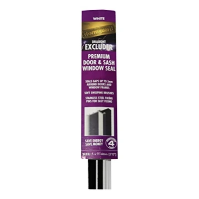 Image of Stormguard Slikseal white brush sash window door draught excluder weather proofing, Pack of 5 x 914 mm lengths
