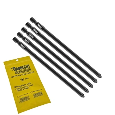 Image of 5 x SabreCut SC127PH2A_5 127mm PH2 Compatible with Makita 6832 6833 6835 6836 6837 DWD P 66254 Autofeed Collated Drywall Screwdriver Gun Bit Single Ended Phillips No.2 Heavy Duty